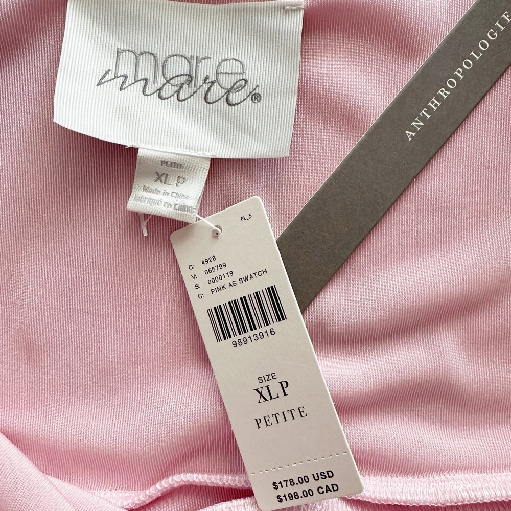 Mare Mare X Anthro Pink Sleeveless Mini Dress Shaped Flounce Hem women's XLp NEW - Picture 6 of 10